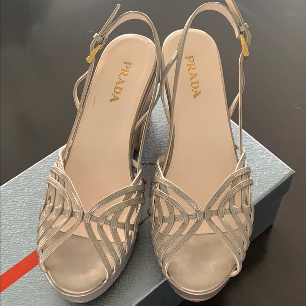Prada Silver Strappy Sandals - Picture 2 of 5